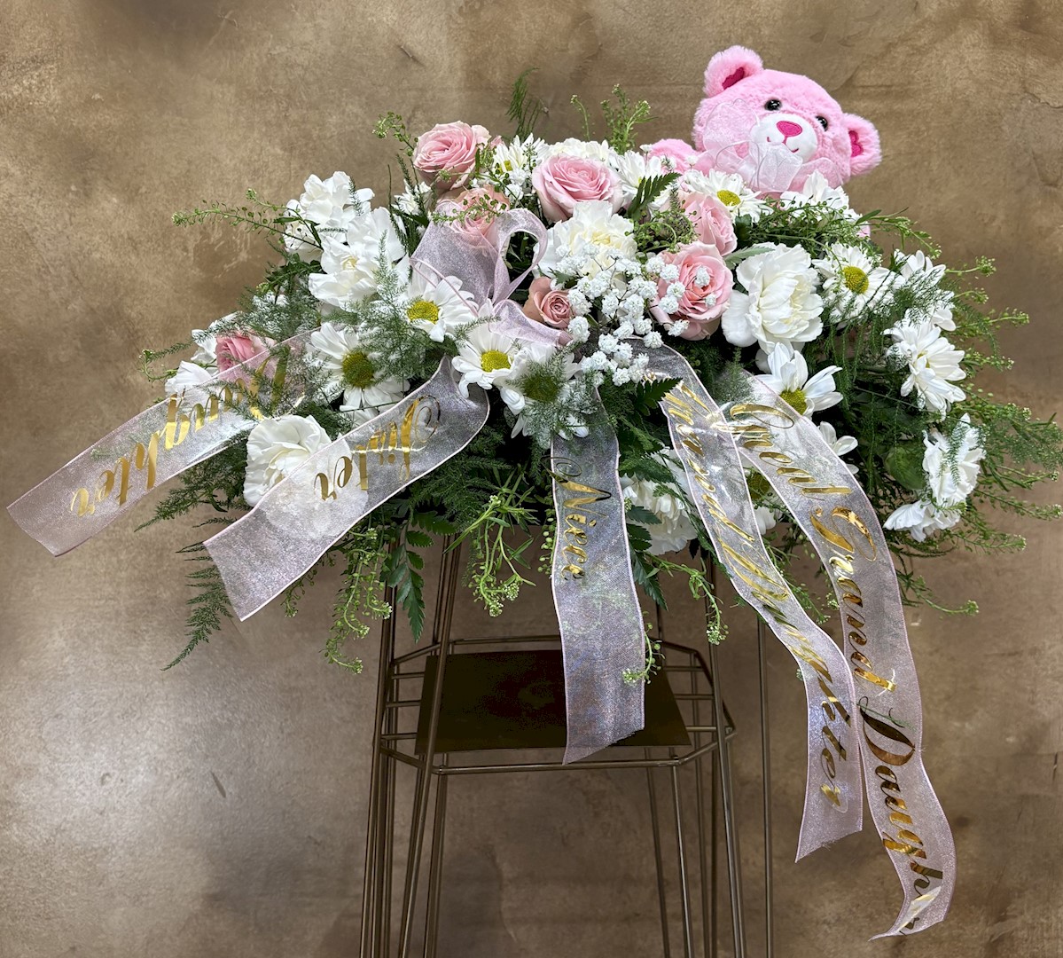 Flowers from "Daughter"  "Sister"  "Niece"  "Granddaughter"  "Great-Granddaughter"