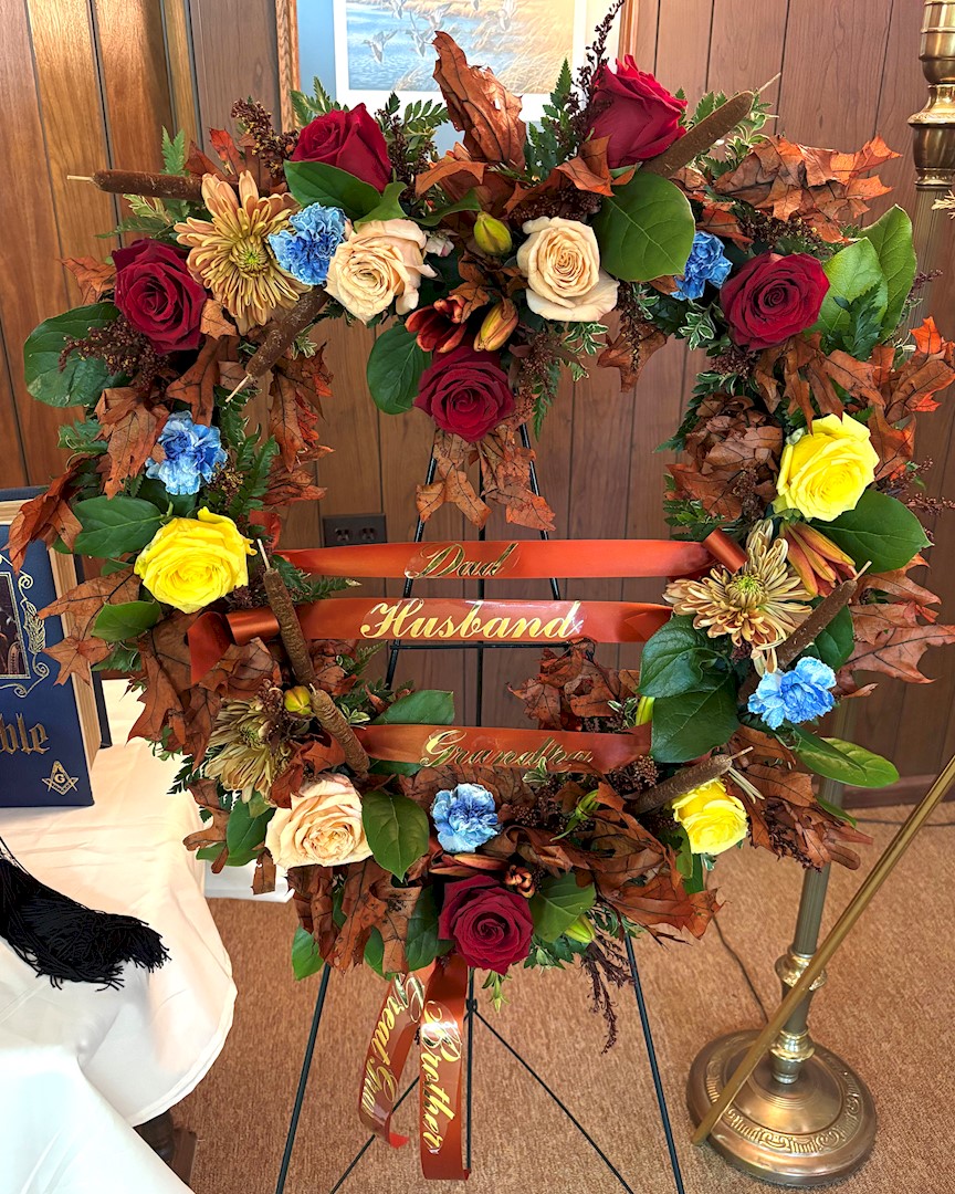 Flowers from Family: "Husband" "Dad" "Grandpa" "Great-Grandpa" "Brother"